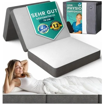 Abbildung von Klappmatratze Gästematratze klappbar Mittel Hart H3 Test SEHR GUT, DYNMC you, (Gästebett Faltmatratze, Bodenmatratze)