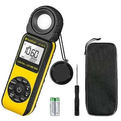 Abbildung von Belichtungsmesser, Digital Luxmeter Lichtmesser 300,000 Lux 881E, Lichtmessung Photometer Meter, mit Daten halten, LCD Display 270drehbarem Detektor, 1 30000FC