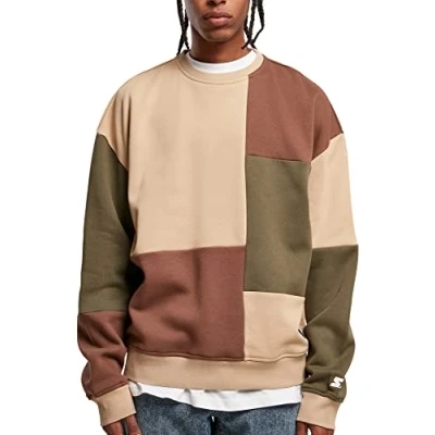 Abbildung von Starter Herren Patchwork Sweatshirt, Herren, Größe: Small, Unionbeige darkolive bark
