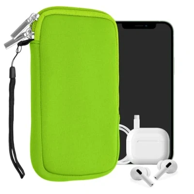 Abbildung von kwmobile Handytasche für Smartphones L 6,5&quot; Neopren Handy Hülle Neon Grün Tasche 16,5 x 8,9 cm Innenmaße