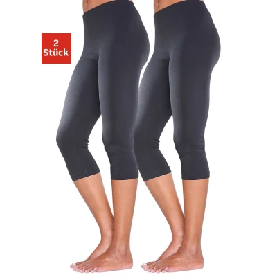 Abbildung von Lascana 2 PACK Leggings Hosen, Damen, Größe: 48/50, Weiß/schwarz