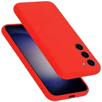 Abbildung von Cadorabo Hülle kompatibel mit Samsung Galaxy S23 Silikon Handyhülle für Case aus flüssigem Silikon, Kratzfeste und stoßfeste Schutzhülle Liquid ROT