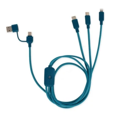 Abbildung von Legami Three Hugs 3 in 1 Lade und Synchronisationskabel, Cactus Motiv, 5 Anschlüsse, mit Typ C USB Adapter, Schnellladung bis zu 60 W/3A, Länge 120 cm
