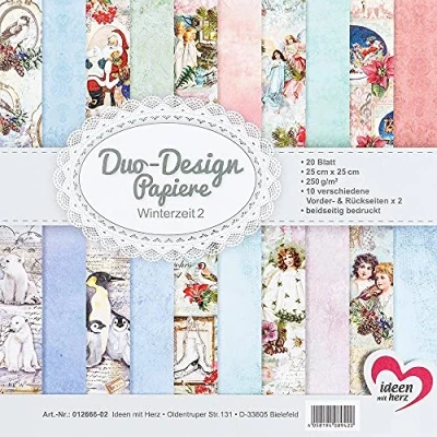 Abbildung von Ideen mit Herz Duo Design Papiere Block 20 Blatt Bastelpapier 25 x cm 250g/m² beidseitig bedruckt Designpapier, Motivpapier ideal für Scrapbooking, Basteln (Winterzeit 2)