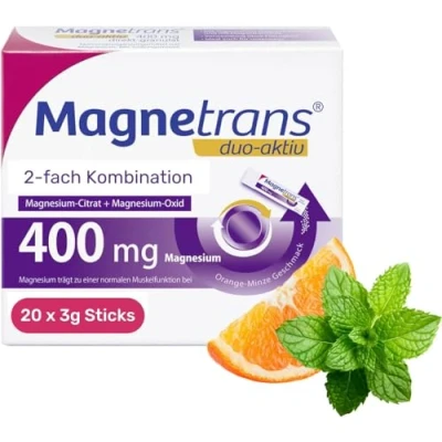 Abbildung von Magnetrans duo aktiv 400mg Magnesium Direktgranulat Sticks 20 St