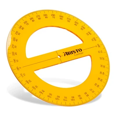 Abbildung von Aristo AR22301 Contrast Vollkreis Winkelmesser 360 Grad, Durchmesser 12cm, orange