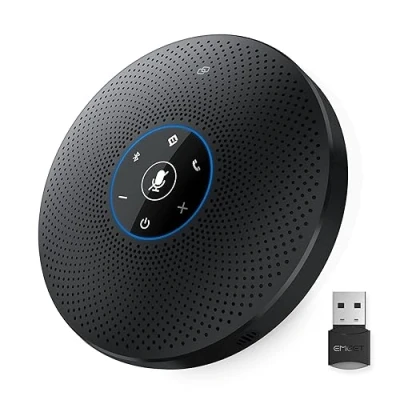 Abbildung von EMEET Bluetooth Konferenzlautsprecher USB Freisprecheinrichtung mit 4 AImikrofonen, für 10 15 Personen Vollduplex Anruf, Konferenzmikrofon AUX, Dongle, Plug &amp; Play, Skype, Zoom usw.