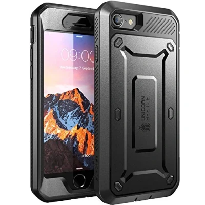 Abbildung von SUPCASE Outdoor Hülle für iPhone SE 2022/2020, 7 Case 8 Handyhülle [Unicorn Beetle PRO] Bumper Schutzhülle Stoßfest Cover mit Displayschutz und Gürtelclip, Schwarz