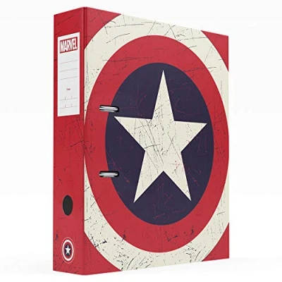 Abbildung von Grupo Erik Aktenordner Marvel Ordner Schild von Captain America Ringbuchordner mit Hebelmechanik A4 Fanartikel für die Schule, Ausbildung, das Studium oder Arbeit