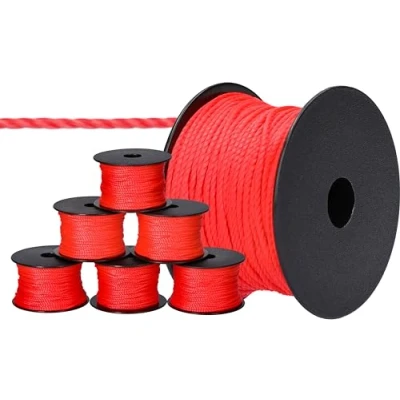 Abbildung von ToolSpace 6x Maurerschnur Bauschnur 100m x 1.6mm Rot Polypropylen Seide Richtschnur Lotschnur Stärke Pflasterschnur langlebig &amp; reißfest für Wasserwaage