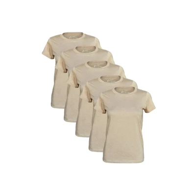 Abbildung von Cotton Prime 5 STÜCK Oneck TEE Tshirt basic, Damen, Größe: Large, Beige