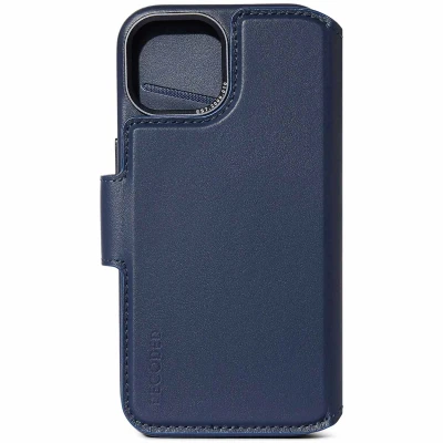 Abbildung von Apple iPhone 15 Hülle Echtleder Decoded Klapphülle/2 in 1 Case Handyhülle Dunkelblau