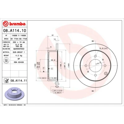 Abbildung von Bremsscheibe BREMBO 08.A114.11