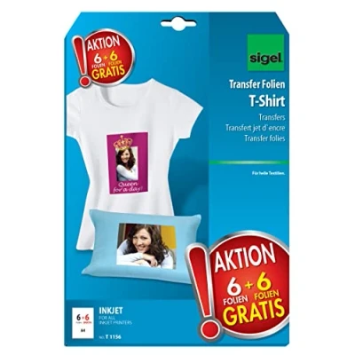 Abbildung von Sigel Fotopapier T1156 T Shirt Transferfolie 197 g/m² 12 Blatt