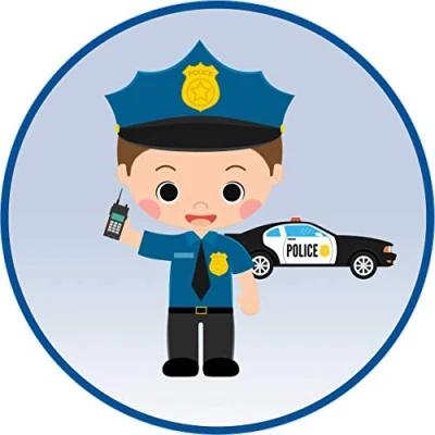 Abbildung von Essbarer Tortenaufleger Polizist mit Auto // Polizei Tortendekoration