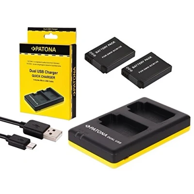 Abbildung von 4in1 SET für die Panasonic Lumix TZ61 / DMC TZ61EG 2 Premium Akkus BCM13 (Starke 1100mAh) + Dual Ladegerät (Laden Sie via USB Anschluss auf einmal) inkl. PATONA Displaypad