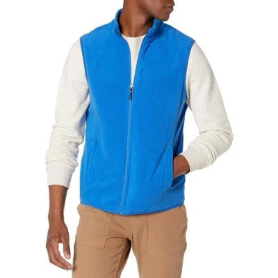 Abbildung von Amazon Essentials Herren Polarfleece Weste mit durchgehendem Reißverschluss (erhältlich in Big &amp; Tall), Kobaltblau, S