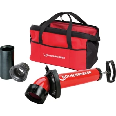 Abbildung von ROTHENBERGER ROPUMP SUPER PLUS Set m. Adapter breit 1000001762 Rohrreinigungswerkzeug, Saug Druckreiniger, Sanitär