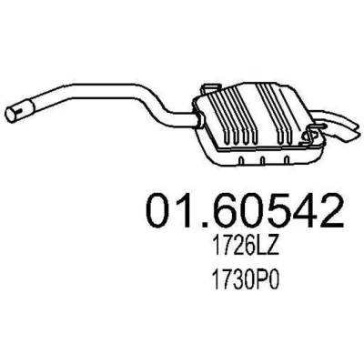Abbildung von MTS 01.60542 Endschalldämpfer 1140 AUDI: A4 B6 Limousine, CITROËN: C8, PEUGEOT: 807