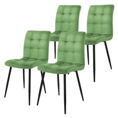 Abbildung von ML DESIGN Stuhl Esszimmerstuhl mit Rückenlehne Polsterstuhl Metallbeine (4 St), Ergonomischer Salbei Samtbezug Wohnzimmerstuhl Küchenstuhl