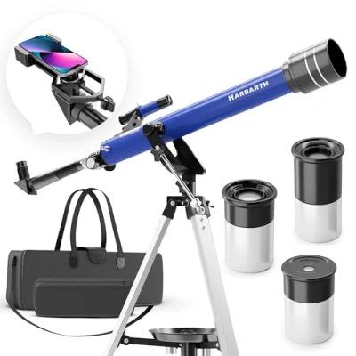 Abbildung von HARBARTH, Teleskop, Linsenteleskop + Okulare, Tasche, Handyhalterung für Bilder Ideal Erwachsene &amp; Junge Astronomen Fernrohr, Telescope Astronomy, Sterne, Planeten Kosmos beobachten