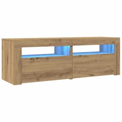 Abbildung von vidaXL TV Schrank, Fernsehtisch mit Stauraum LED Leuchten, Lowboard für Fernseher, Fernsehschrank Wohnzimmer, Artisan Eiche Holzwerkstoff