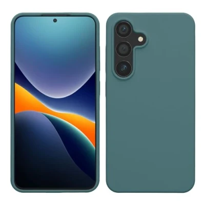 Abbildung von kwmobile Hülle kompatibel mit Samsung Galaxy S24 Silikon Handy Case Handyhülle für weiche Oberfläche kabelloses Laden Arctic Night