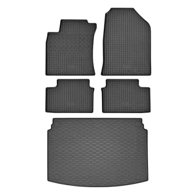 Abbildung von Passgenaue Kofferraumwanne und Gummifußmatten geeignet für Hyundai i30 Hatchback ab 2017 + Gurtschoner