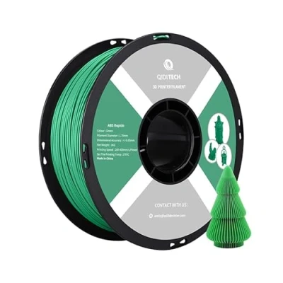 Abbildung von QIDI TECH ABS Rapido Filament 1.75mm, 3D Drucker 1kg Spule (2.2lbs), geeignet für Hochgeschwindigkeitsdruck, Druck Fit die meisten FDM Drucker, hochbeständig, Grün