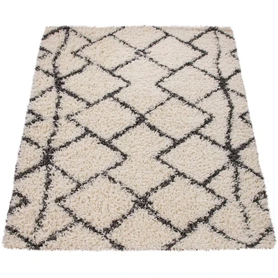 Abbildung von Paco Home Hochflor Teppich &quot;Kalmar 450&quot;, rechteckig, Shaggy, Scandi Design, modernes Rauten Muster, weich &amp; kuschelig