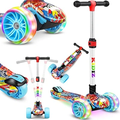 Abbildung von KIDIZ® Roller Kinder Scooter X Pro2 Dreiradscooter mit PU LED Leuchtenden Räder Kinderroller faltbar Tret höhenverstellbarer Cityroller Kinderscooter für Jungen Mädchen 3 12 Jahre, Pink