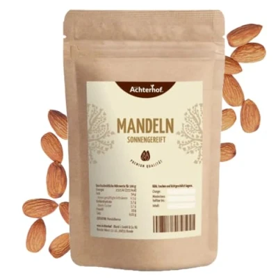 Abbildung von Mandeln sonnengereift 1000g süßer &amp; milder Geschmack Mandelkerne frei von künstlichen Konservierungsstoffen, Aromen Farbstoffen ideal als Snack zwischendurch oder beim Backen vom Achterhof