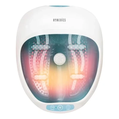Abbildung von HoMedics Fußbad mit Massagefunktion Premium Spa Deluxe Fußbadewanne Massage &amp; Wärme, Fußsprudelbad für die Füße Inkl. Hydro Vibrationsmassage, 4 Lufteisen, 2 Pediküre Einsätze Bis Gr. 47