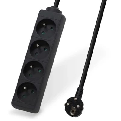 Abbildung von Waytex 52132 Steckdosenleiste mit 4 Steckdosen, 16 A, 2P+T, Kabel Länge 5,00 m, Kindersicherung, CE NF, Schwarz
