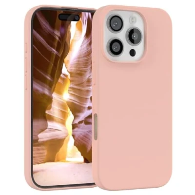 Abbildung von EAZY CASE Premium Silikon Handyhülle kompatibel mit iPhone 16 Pro Slimcover Kameraschutz und Innenfutter, Silikonhülle, Schutzhülle, Bumper, Handy Case, Hülle, Softcase, Rosa