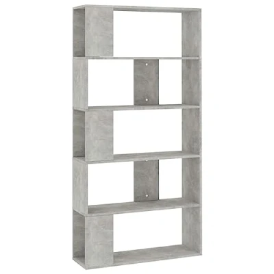 Abbildung von vidaXL Bücherregal Raumteiler mit 5 großen Fächern Wandregal Standregal Aktenregal Raumtrenner Büroregal Regal Betongrau 80x24x159cm Holzwerkstoff