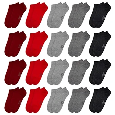 Abbildung von OCERA 20 Paar Kinder Sneaker Socken für Mädchen und Jungen Rot Grau Mix 27/30