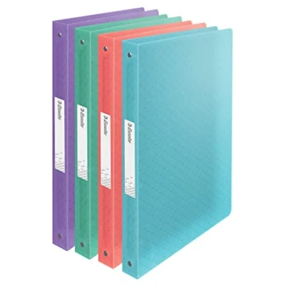 Abbildung von Esselte Ringordner, 140 Blatt Kapazität, 25 mm Rückenbreite, A4 Ordner mit 4 Ringen, Soft Cover, für Zuhause/Büro, zur Schreibtischorganisation, Colour&#039;Breeze Serie, Mehrfarbig, 626249