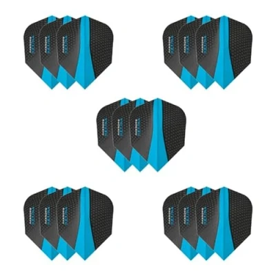 Abbildung von Harrows Retina Dart Flights, 5 x Sets (insgesamt 15 Flights), 100 Mikron Premium extra stark, hergestellt in Großbritannien, professionelles Zubehör, blaue Flights