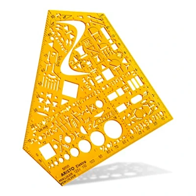 Abbildung von ARISTO Gummibänder Schablone Schulwinkel Elektro Format 155 x mm, Tuschenoppen