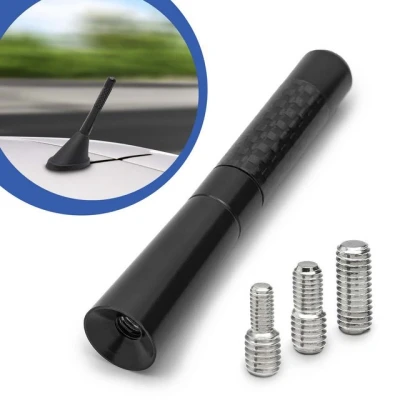 Abbildung von Adapter Universe Universal 9cm Auto Kurz Stab Dach Antenne Radio Carbon Design KFZ PKW Stabantenne