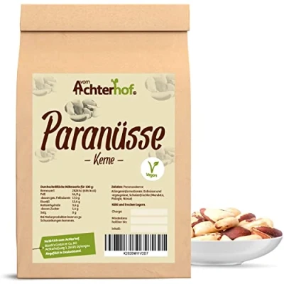 Abbildung von Paranüsse 500g ganze Paranusskerne süßlich öliger Geschmack erstklassige Qualität ein Naturprodukt erster Güte ideal als Snack, Topping von Müslis, Joghurts, Salaten &amp; Co. vom Achterhof