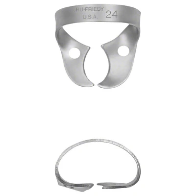 Abbildung von Kofferdam Klammer Satin Steel Figur 24 OK rechts/UK links Molaren Stück