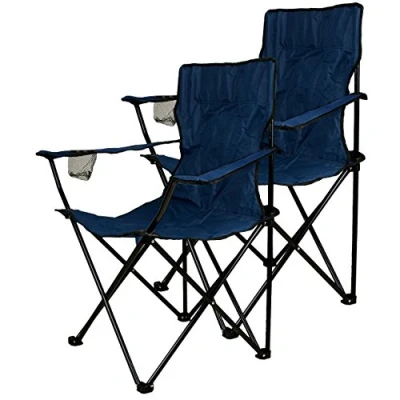 Abbildung von Nexos 2 er Set Angelstuhl Anglerstuhl Faltstuhl Campingstuhl Klappstuhl mit Armlehne und Getränkehalter praktisch robust leicht blau