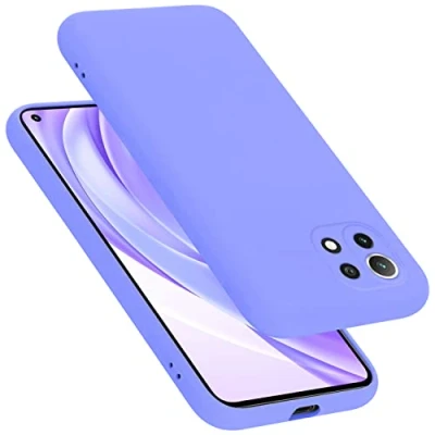 Abbildung von Cadorabo Hülle kompatibel mit Xiaomi Mi 11 LITE (4G / 5G) NE Handyhülle für Case aus flüssigem Silikon dünne TPU Schutzhülle Liquid HELL LILA