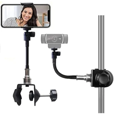 Abbildung von Etucro Mikrofonständer Telefonhalter Webcam Ständer Kamera Blitzlicht Clamp Mount Musik Halter für Handys, Logitech C920 C930, LED Leuchten, Blitz, Mikrofon, etc. (1/4&quot; Gewinde)