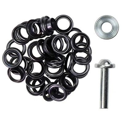Abbildung von Langlauf Schuhbedarf Ösen mit Scheibe und Werkzeug 4/5/8/11/14mm Silber/schwarz/Gold rostfrei (schwarz 8mm)