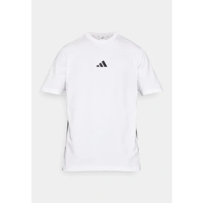 Abbildung von adidas Herren Essential Three Stripes Single Jersey Tee, White/Black, S