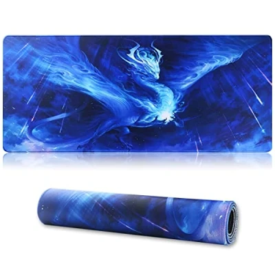 Abbildung von Jahosin Großes Gaming Mauspad mit genähten Kanten,[70x30cm] Erweitertes Rutschfester Naturkautschukbasis für Gamer/Desktop/Büro/Home(70x30 Bluedragon)