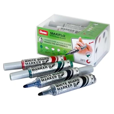 Abbildung von Pentel Whiteboardmarker Maxiflo 2,5mm Rundspitze 4 Farben